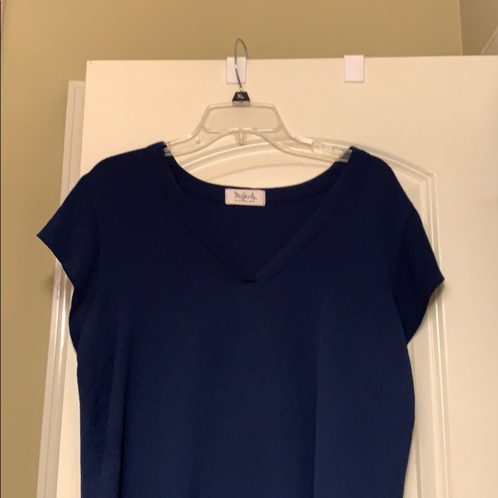 Navy Blue short sleeve top worn once size L